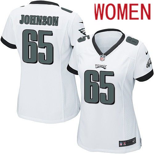 Women Philadelphia Eagles #65 Lane Johnson Nike White Game NFL Jersey